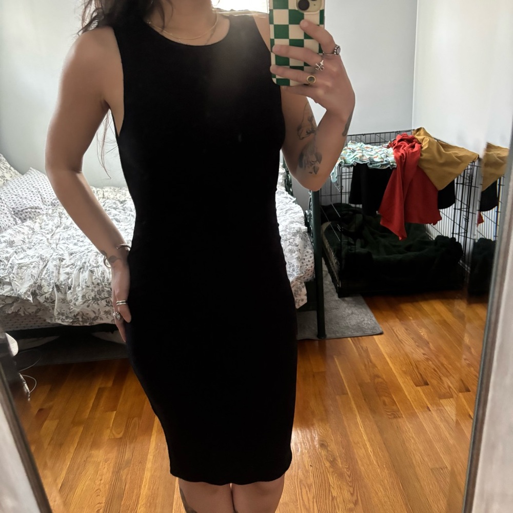 Pull&Bear Black Bodycon Midi Dress